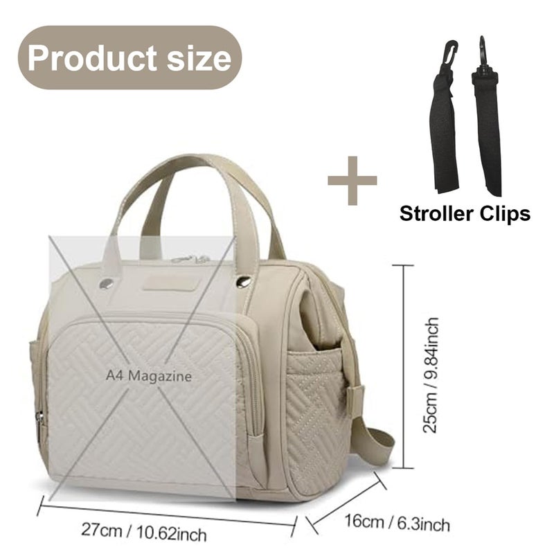 FHELAD Small Diaper Bag Backpack Diaper Tote Bag, Waterproof Multi-Function Mini Tote Maternity Bags Travel Backpacks with Insulated Pockets for Mom, Apricot - Image 4